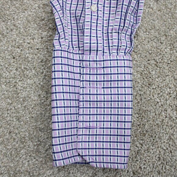 Thomas Pink Prestige Shirt Men 17, 35 Pink/Blue French Cuff Cotton L/S Button Up - Picture 8 of 16